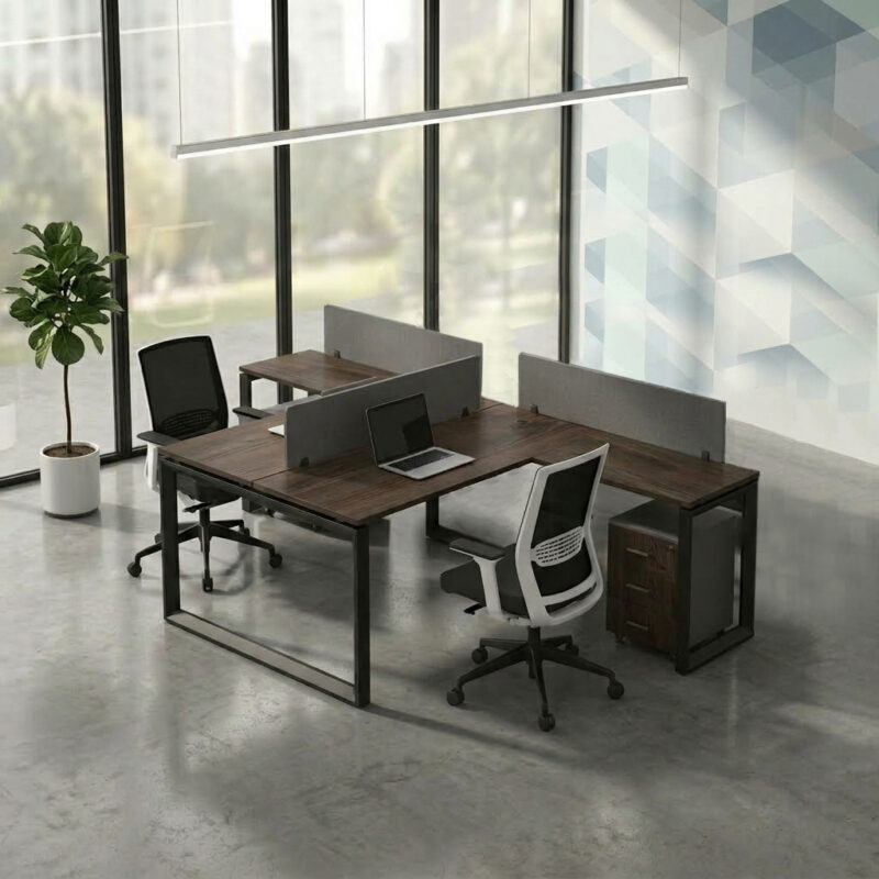 Fusion Face to Face Workstation for 2 People with Storage