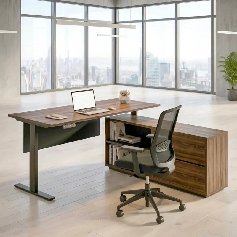 Office Furniture L Shape Sit Stand Height Adjustable Desk