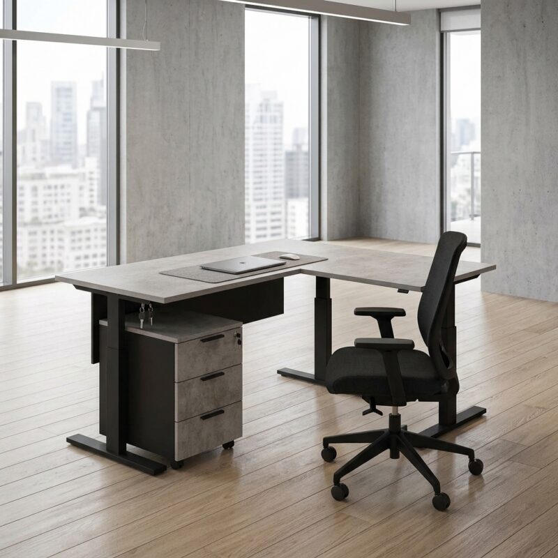 Office Furniture L Shape Sit Stand Height Adjustable Desk