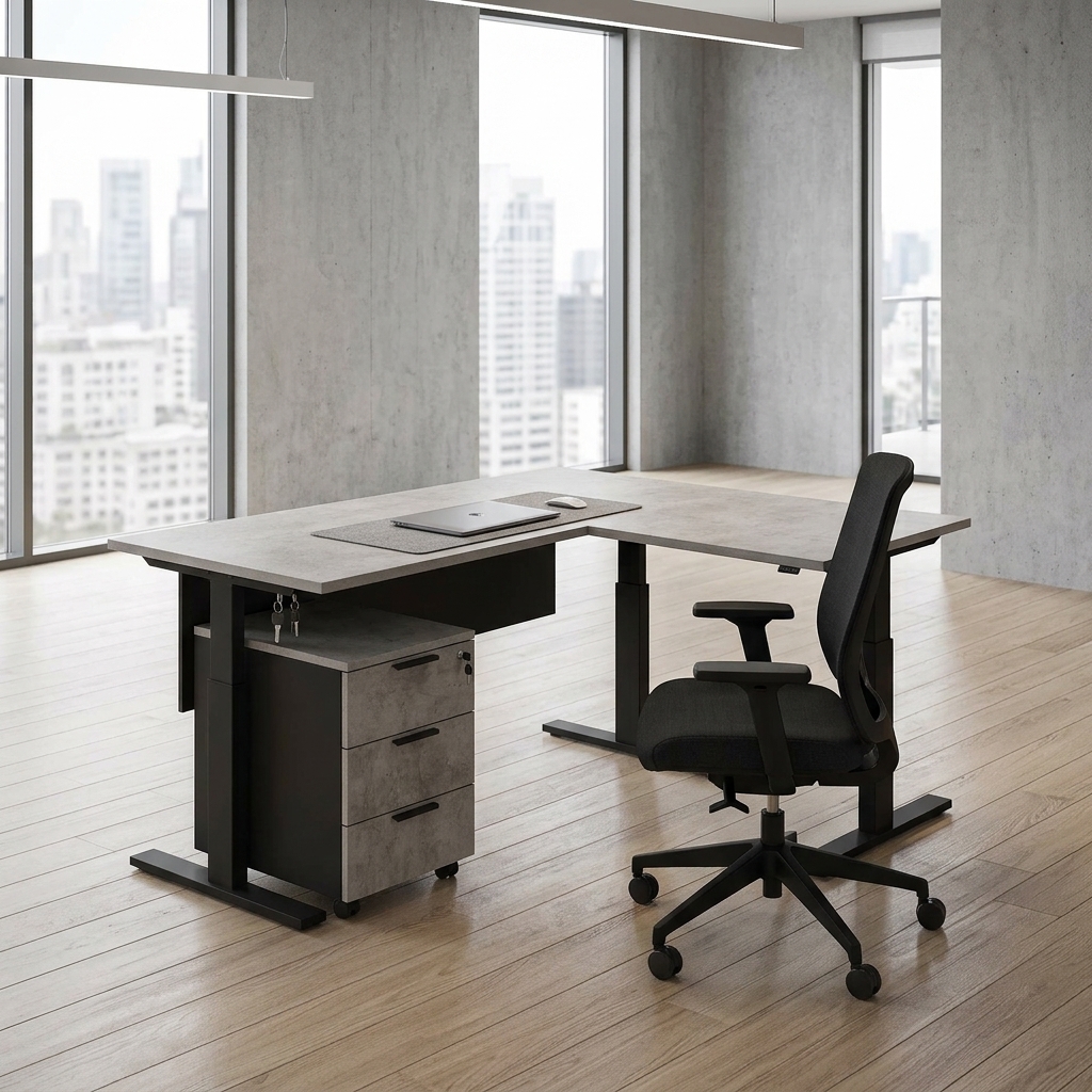 Office Furniture L Shape Sit Stand Height Adjustable Desk