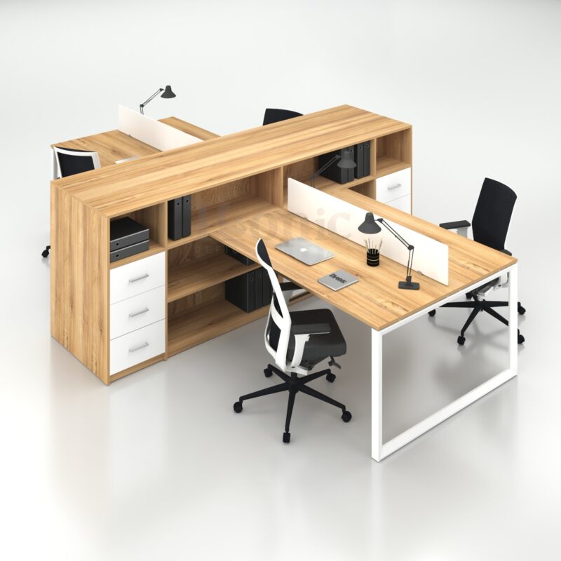Workstation desk, chair, storage cabinets