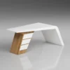 Enet executive desk Dubai, white straight desk with angled legs and built-in drawers