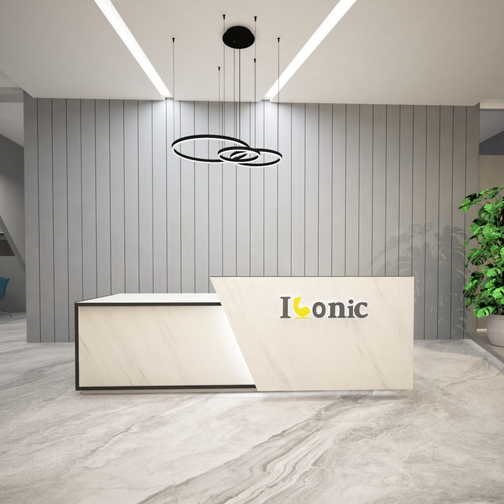 Reception desk with curve design for elegant look