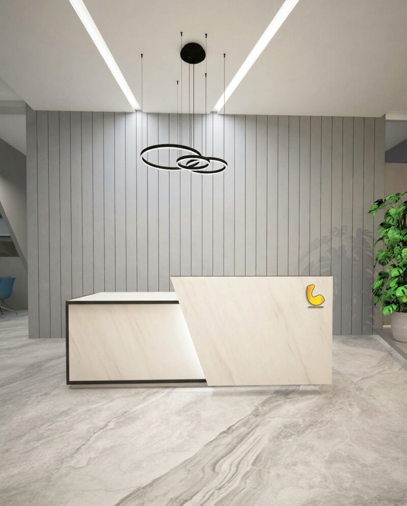 Reception desk with curve design for elegant look