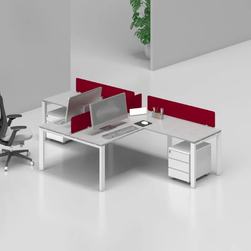 office furniture workstation with metal legs and privacy deviders