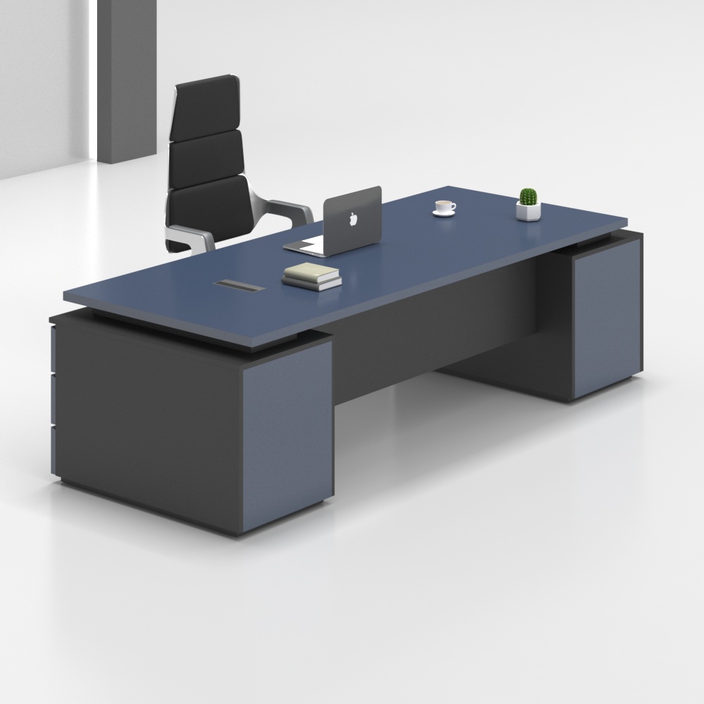 Office furniture executive desk with wooden legs and storage for manager