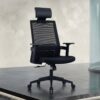 Eden Mesh Chair in Black with high back and adjustable headrest