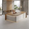 Bentley Executive Desk with premium veneer and white laminate finish