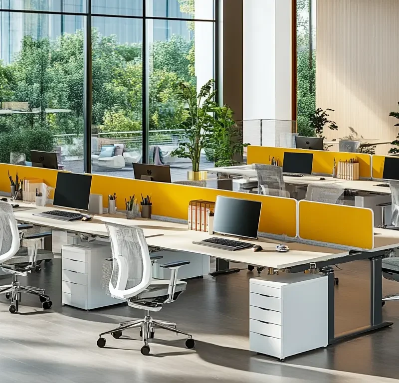 A modern workstation in an office setting, symbolizing productivity and ergonomic design in Dubai.