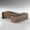 Glory executive desk Dubai, large L shape walnut desk with slatted front and storage return