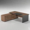 Glory executive desk Dubai, large L shape walnut desk with slatted front and storage return