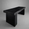 Kamio executive desk Dubai with thick black marble-look top and solid block legs in a glass office