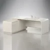 Luxury executive desk in Dubai – Aiva curved leather-finish office desk with wood accent