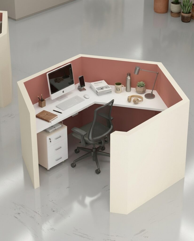 Cubical Wooden Workstation Desk