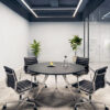 Apollo Meeting Table with Black table top and chrome metal legs for a contemporary meeting room in Dubai.