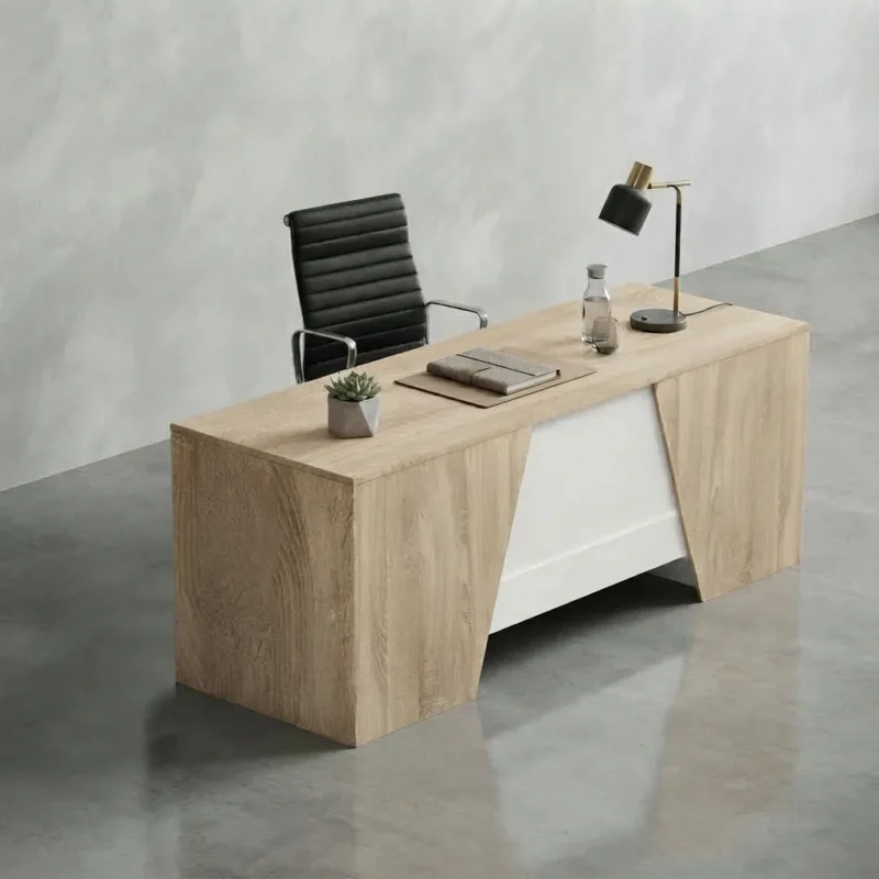 Lux Manager Desk with Wood Finish & Architectural Base
